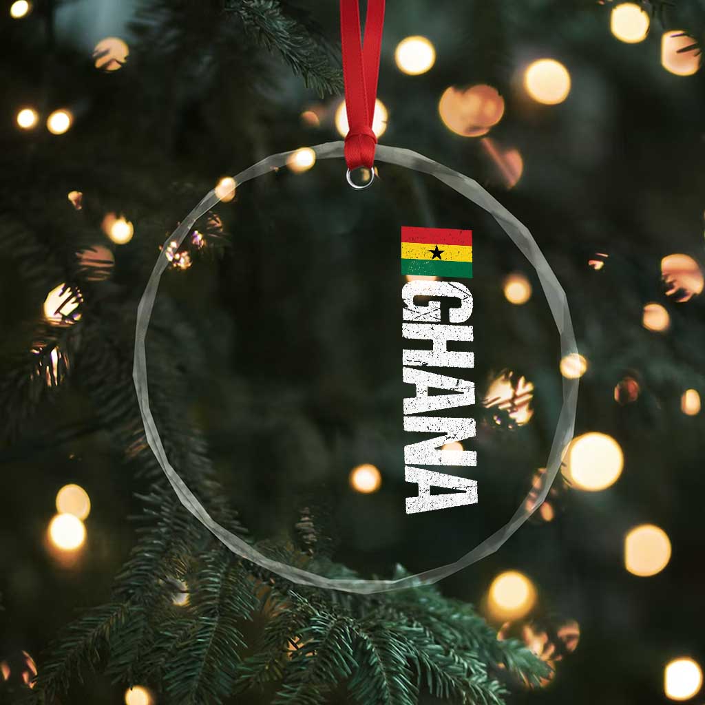 Distressed Ghana Flag Crystal Glass Ornament Vintage Ghanese Flag Africa Ghanaian Heritage TS10 Print Your Wear