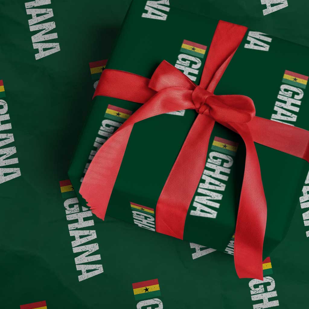 Distressed Ghana Flag Wrapping Paper Roll Vintage Ghanese Flag Africa Ghanaian Heritage