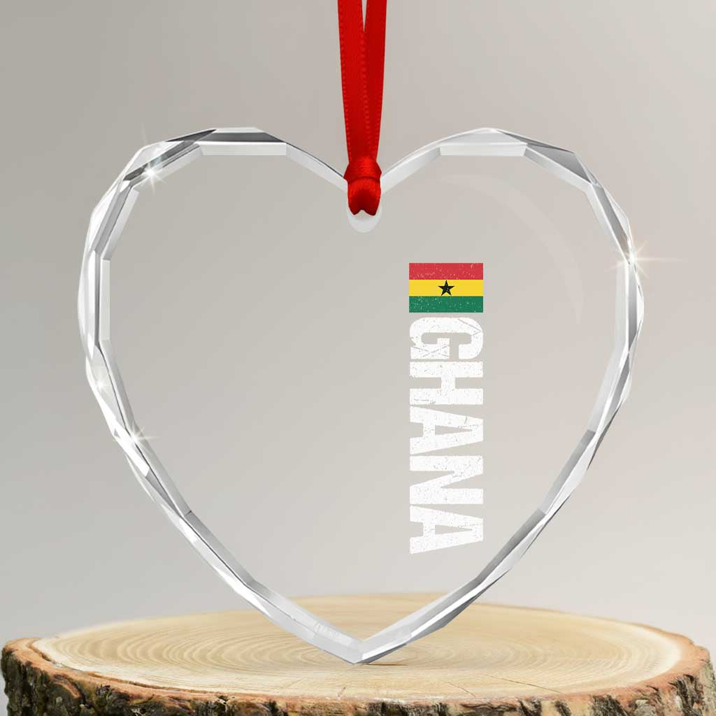 Distressed Ghana Flag Heart Crystal Glass Ornament Vintage Ghanese Flag Africa Ghanaian Heritage