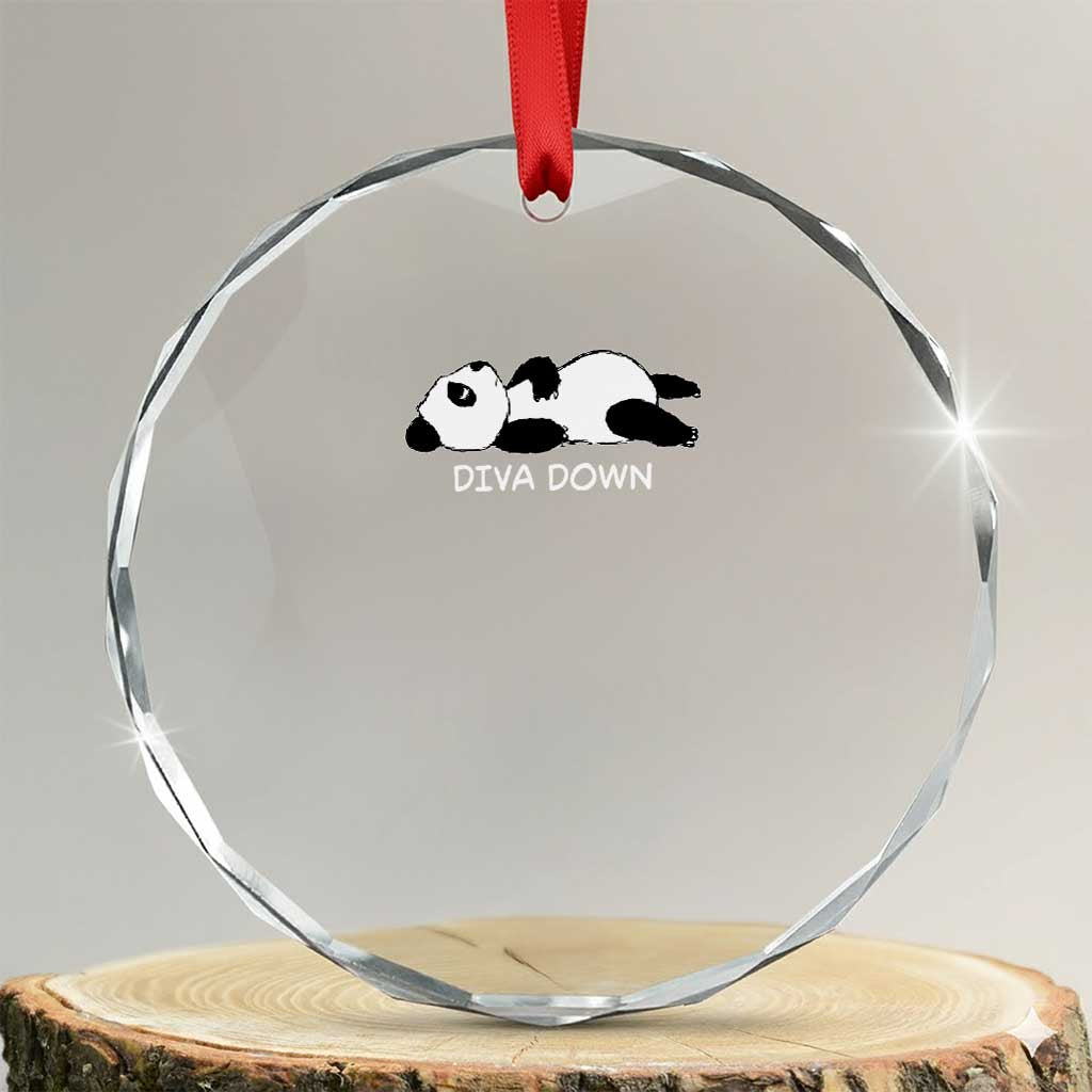 Diva Down Crystal Glass Ornament Funny Lazy Panda Meme TS14 Transparent Glass 3'' Circle Print Your Wear