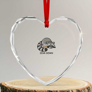 Diva Down Heart Crystal Glass Ornament Funny Raccoon Relaxed TS14 Transparent Glass 3'' Heart Print Your Wear
