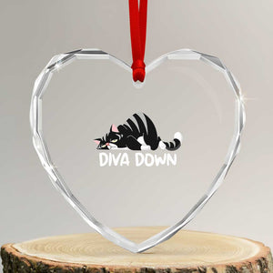 Diva Down Heart Crystal Glass Ornament Funny Sarcastic Cat Meme TS14 Transparent Glass 3'' Heart Print Your Wear
