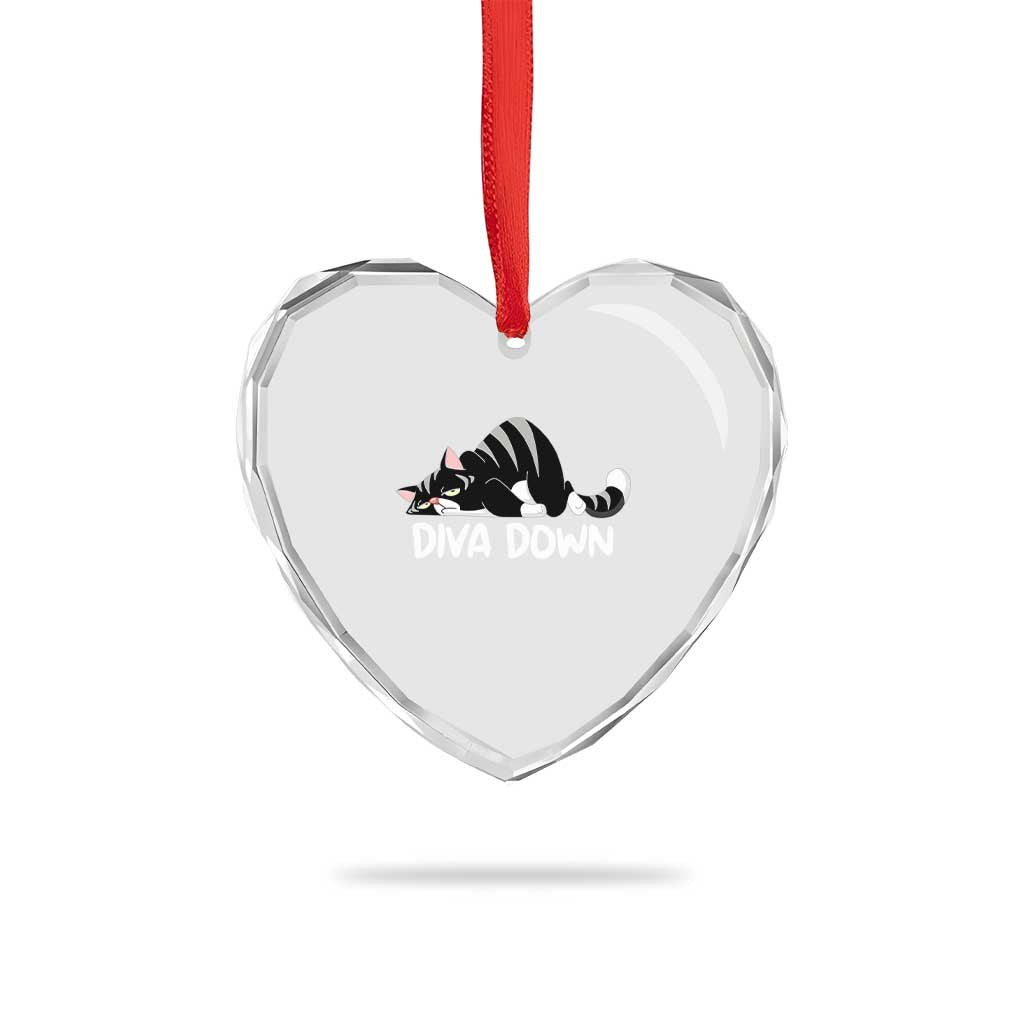Diva Down Heart Crystal Glass Ornament Funny Sarcastic Cat Meme TS14 Print Your Wear