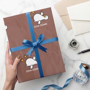 Diva Down Silly Goose Wrapping Paper Roll Funny Sarcastic Animal Meme TS14 Mocha Print Your Wear