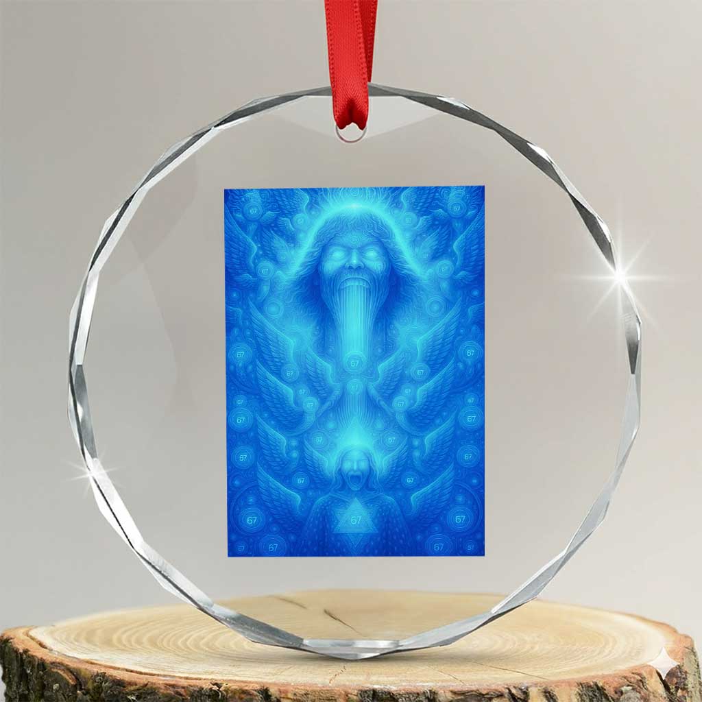 Divine 67 Meme Crystal Glass Ornament Celestial Mason 6 7 Spiritual Six Seven Angelcore TS02 Transparent Glass 3'' Circle Print Your Wear