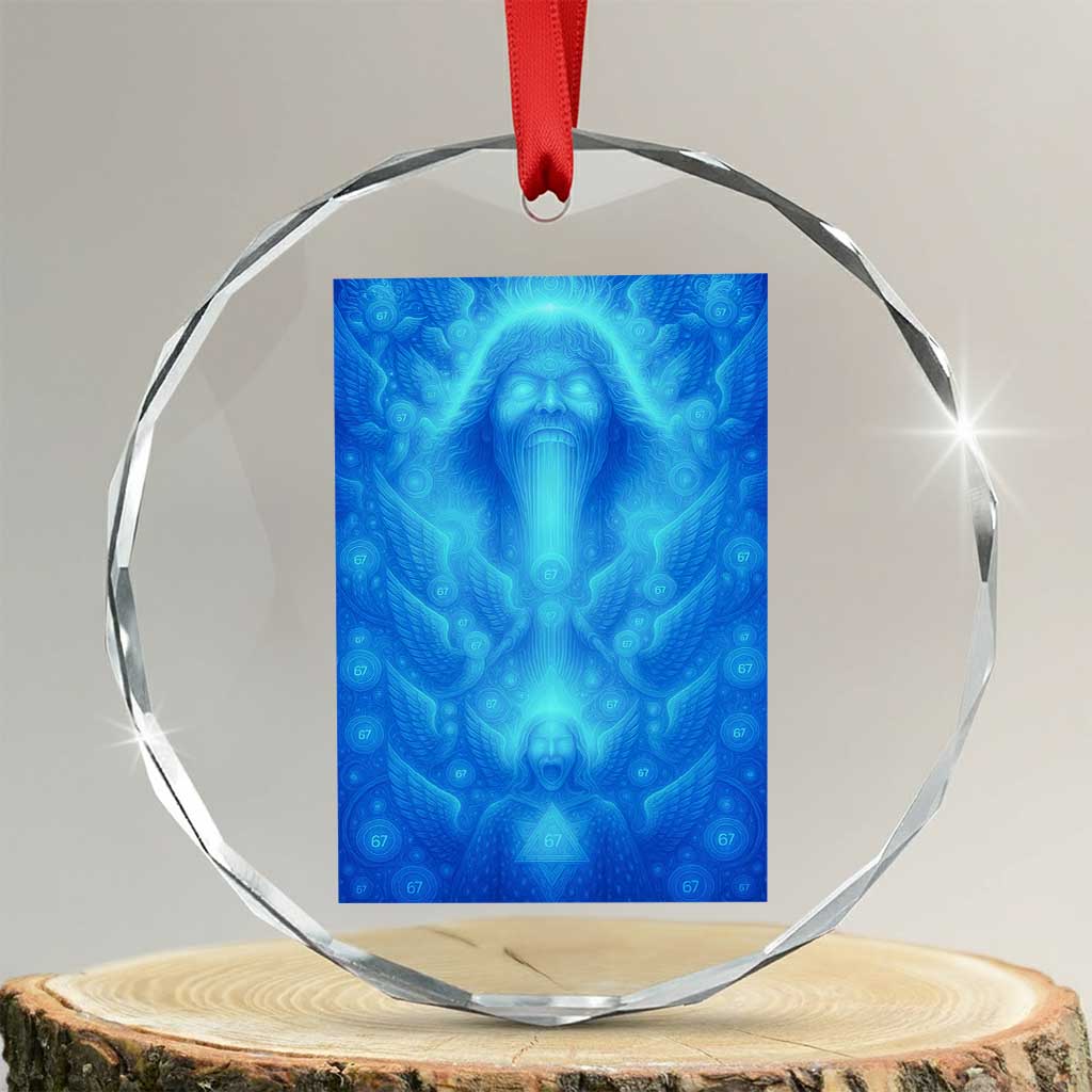 Divine 67 Meme Crystal Glass Ornament Celestial Mason 6 7 Spiritual Six Seven Angelcore TS02 Transparent Glass 3'' Circle Print Your Wear