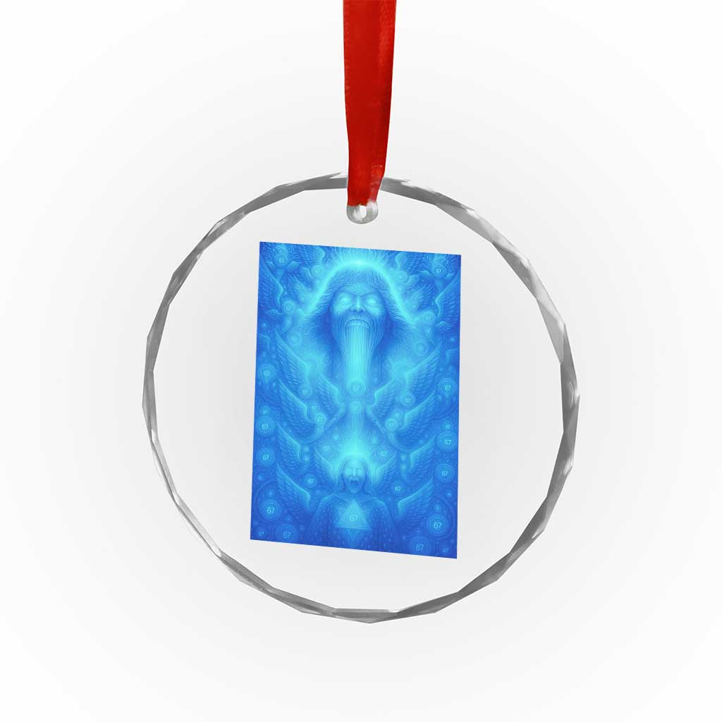 Divine 67 Meme Crystal Glass Ornament Celestial Mason 6 7 Spiritual Six Seven Angelcore TS02 Transparent Glass 3'' Circle Print Your Wear
