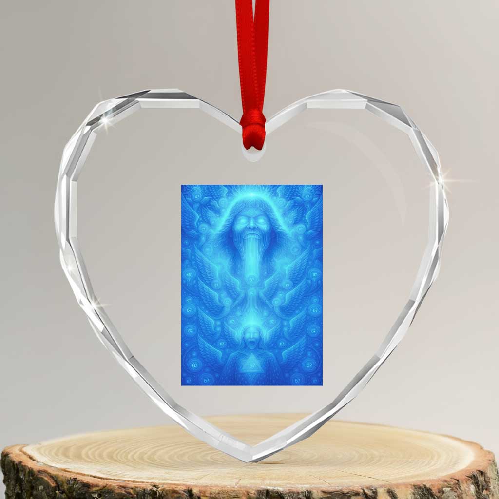 Divine 67 Meme Heart Crystal Glass Ornament Celestial Mason 6 7 Spiritual Six Seven Angelcore TS02 Transparent Glass 3'' Heart Print Your Wear