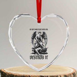 Do Not Make Peace With Evil Heart Crystal Glass Ornament Archangel Saint Michael TS12 Transparent Glass 3'' Heart Print Your Wear