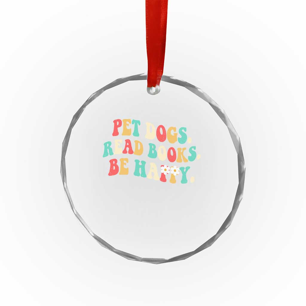 Dog Book Lover Crystal Glass Ornament Retro Groovy Flower Bookish Dog Mom Gift TS10 Print Your Wear