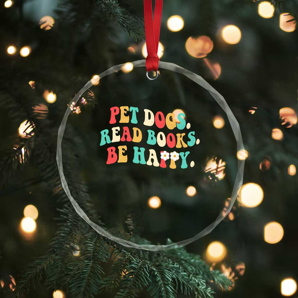 Dog Book Lover Crystal Glass Ornament Retro Groovy Flower Bookish Dog Mom Gift TS10 Print Your Wear