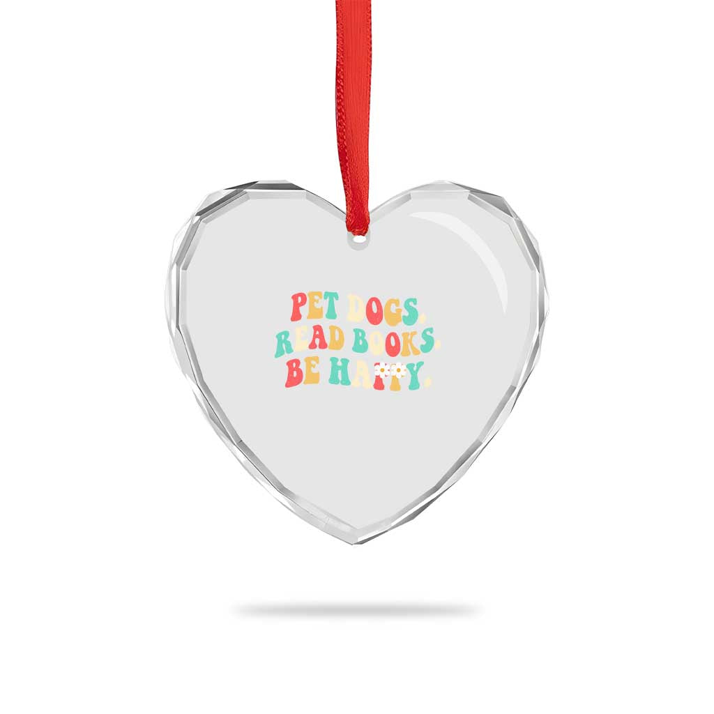 Dog Book Lover Heart Crystal Glass Ornament Retro Groovy Flower Bookish Dog Mom Gift TS10 Print Your Wear
