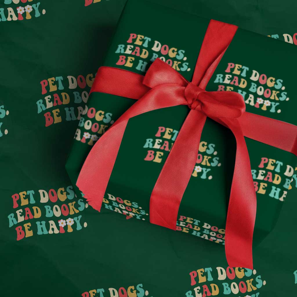 Dog Book Lover Wrapping Paper Roll Retro Groovy Flower Bookish Dog Mom Gift TS10 Green Print Your Wear