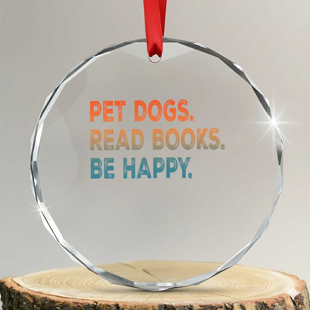Dog Book Lovers Crystal Glass Ornament Retro Pet Dogs Read Books Be Happy TS10 Transparent Glass 3'' Circle Print Your Wear