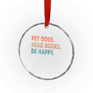 Dog Book Lovers Crystal Glass Ornament Retro Pet Dogs Read Books Be Happy TS10 Print Your Wear