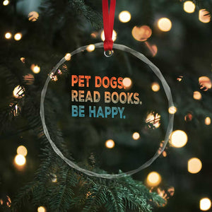 Dog Book Lovers Crystal Glass Ornament Retro Pet Dogs Read Books Be Happy TS10 Print Your Wear