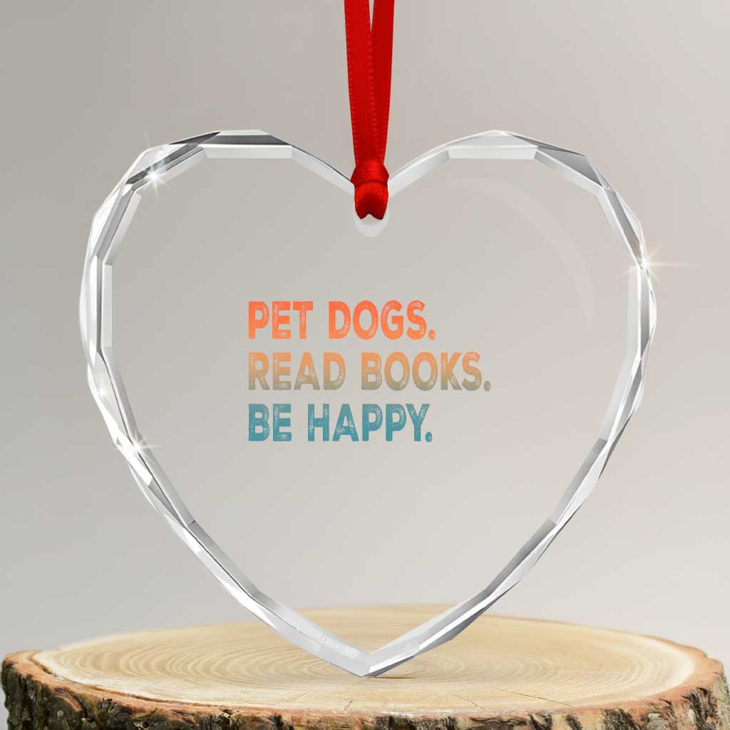 Dog Book Lovers Heart Crystal Glass Ornament Retro Pet Dogs Read Books Be Happy TS10 Transparent Glass 3'' Heart Print Your Wear