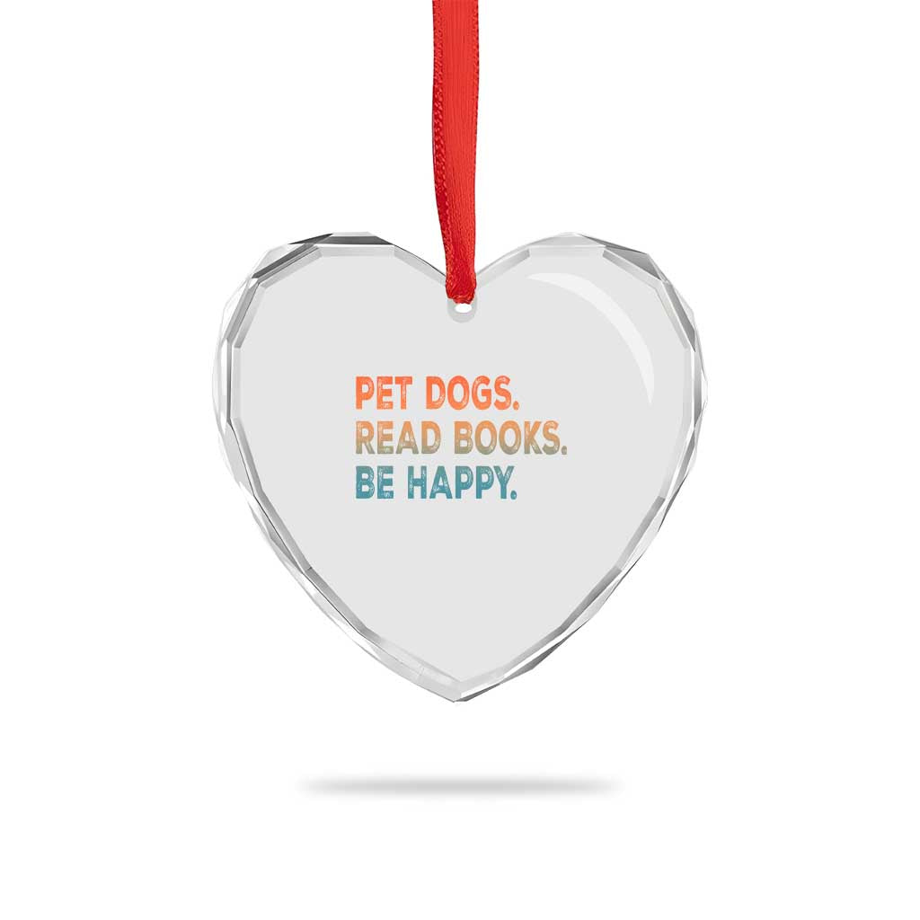 Dog Book Lovers Heart Crystal Glass Ornament Retro Pet Dogs Read Books Be Happy TS10 Print Your Wear
