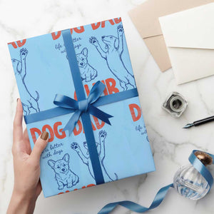 Dog Dad Club Wrapping Paper Roll Life is Better with Dogs Father's Day TS11 Light Blue Print Your Wear