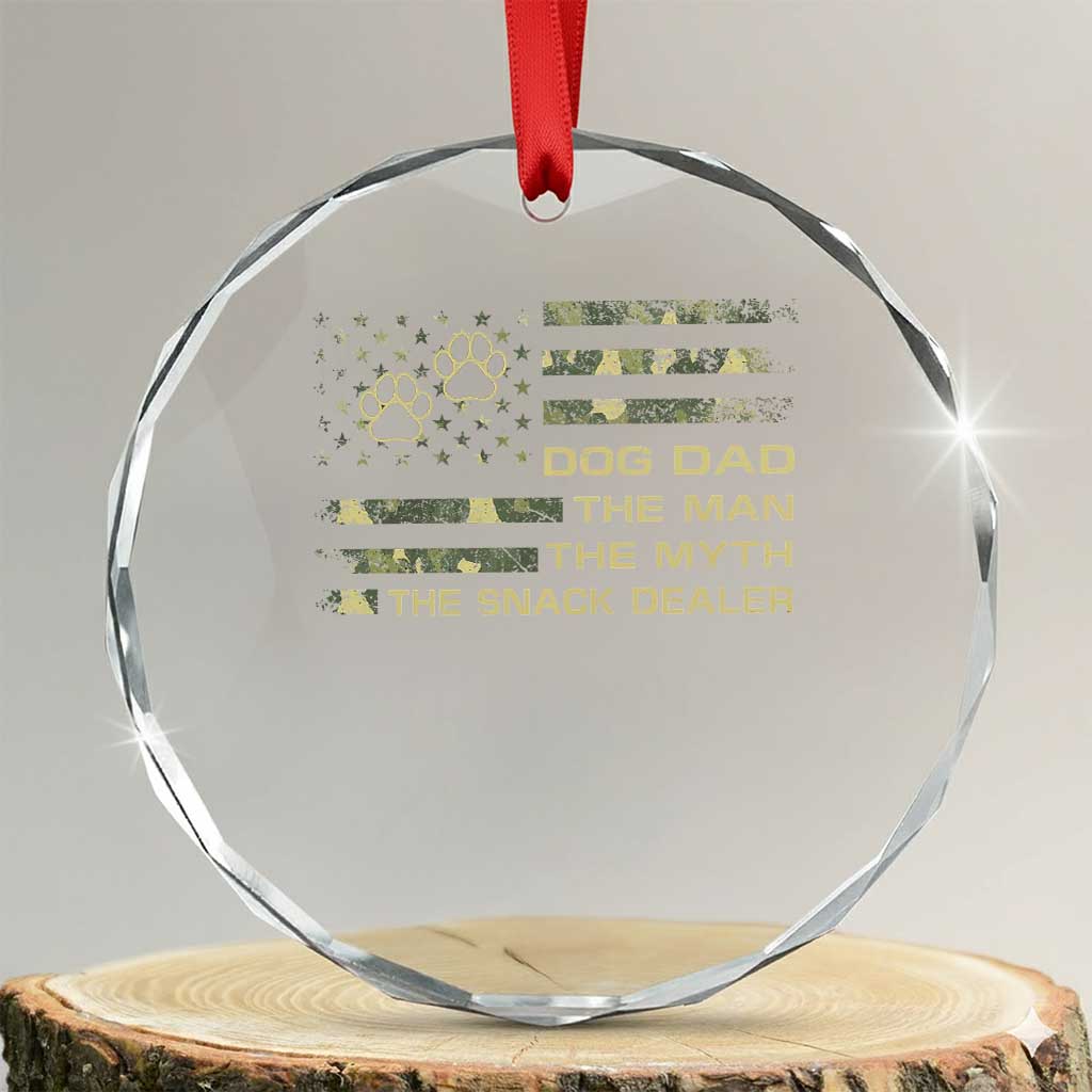 Dog Dad Crystal Glass Ornament Fathers Day Gift for Dog Lovers Camo American Flag USA TS10 Transparent Glass 3'' Circle Print Your Wear