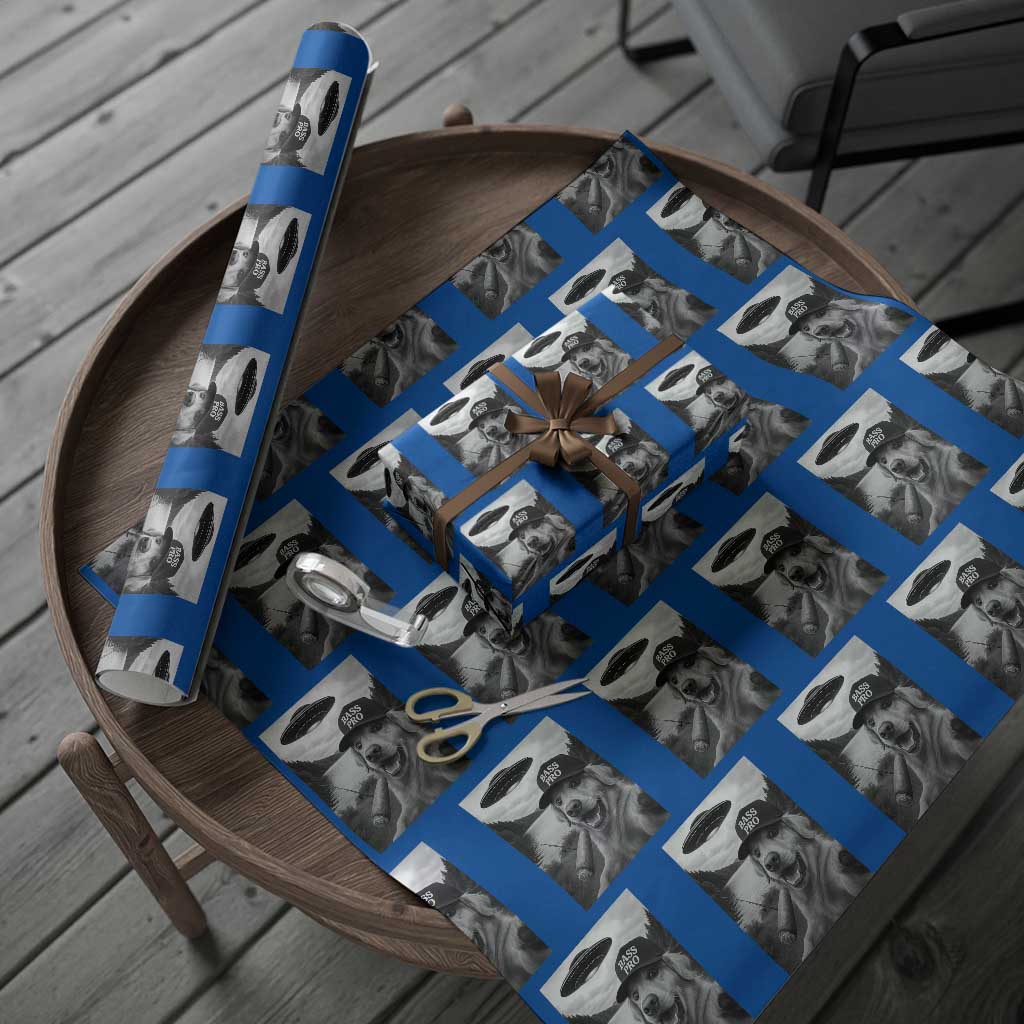 Dog Selfie With Alien UFO Wrapping Paper Roll Funny Fishing Golden Retriever Smoking Dog Lover TS10 Blue Print Your Wear