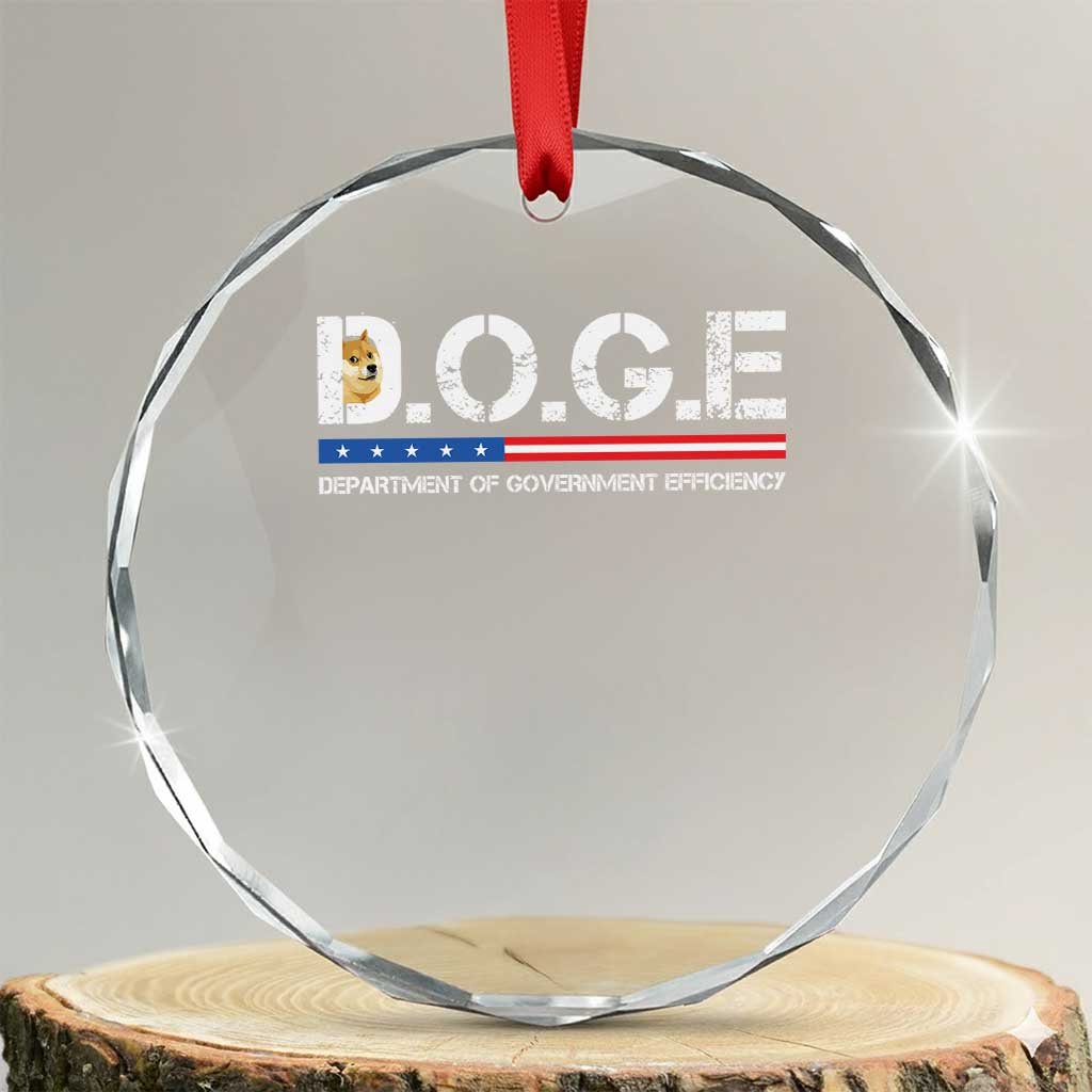DOGE Department of Government Efficiency Crystal Glass Ornament TS10 Transparent Glass 3'' Circle Print Your Wear