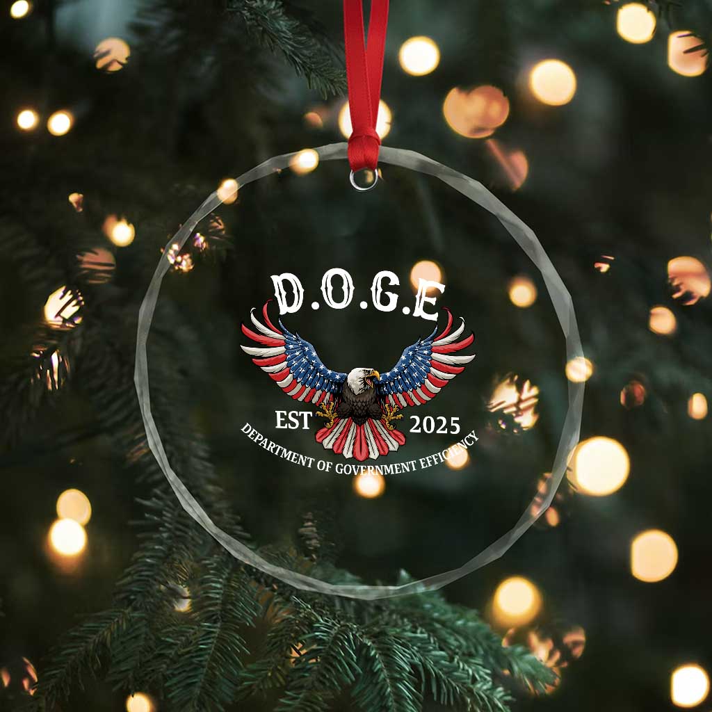 DOGE Department Of Government Efficiency Crystal Glass Ornament Est 2025 American Eagle TS02 Print Your Wear