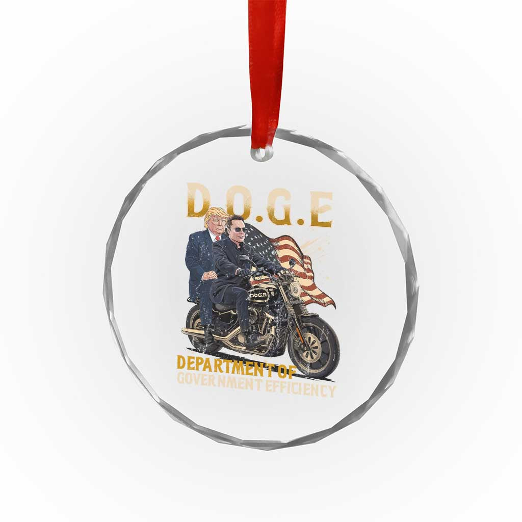DOGE Department of Government Efficiency Crystal Glass Ornament Funny Trump Musk Cool Motorbike TS10 Print Your Wear