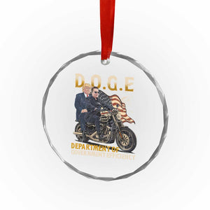 DOGE Department of Government Efficiency Crystal Glass Ornament Funny Trump Musk Cool Motorbike TS10 Print Your Wear