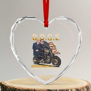 DOGE Department of Government Efficiency Heart Crystal Glass Ornament Funny Trump Musk Cool Motorbike TS10 Transparent Glass 3'' Heart Print Your Wear
