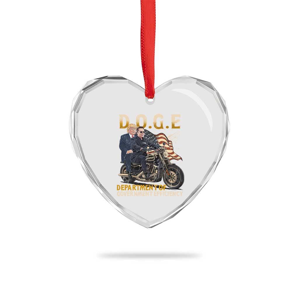 DOGE Department of Government Efficiency Heart Crystal Glass Ornament Funny Trump Musk Cool Motorbike TS10 Print Your Wear