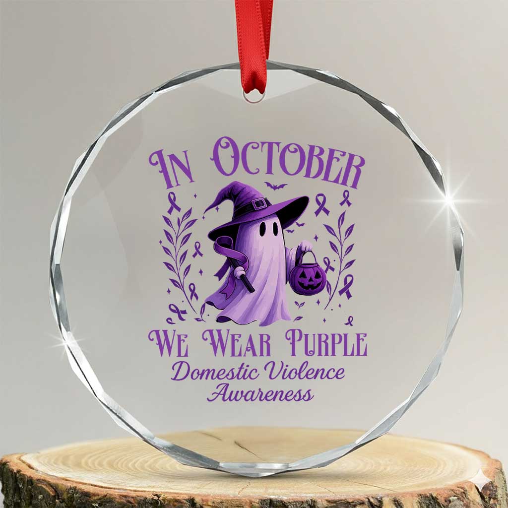 Domestic Violence Awareness Crystal Glass Ornament Halloween October Wear Purple Ghost TS10 Transparent Glass 3'' Circle Print Your Wear