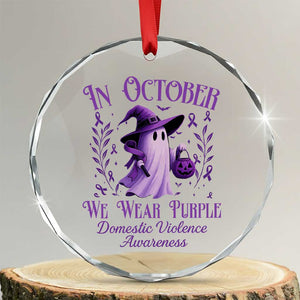 Domestic Violence Awareness Crystal Glass Ornament Halloween October Wear Purple Ghost - Print Your Wear