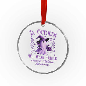 Domestic Violence Awareness Crystal Glass Ornament Halloween October Wear Purple Ghost - Print Your Wear