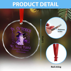 Domestic Violence Awareness Crystal Glass Ornament Halloween October Wear Purple Ghost - Print Your Wear