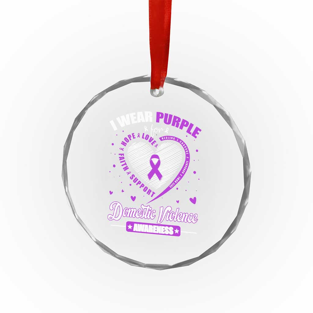 Domestic Violence Awareness Crystal Glass Ornament Purple Ribbon Support Survivor TS10 Print Your Wear