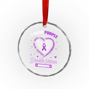 Domestic Violence Awareness Crystal Glass Ornament Purple Ribbon Support Survivor - Print Your Wear