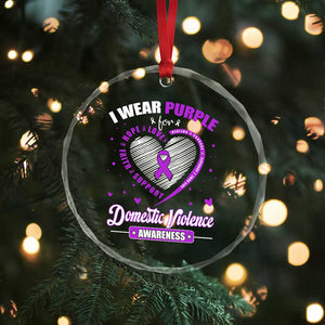 Domestic Violence Awareness Crystal Glass Ornament Purple Ribbon Support Survivor - Print Your Wear