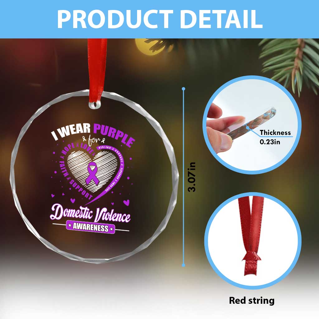 Domestic Violence Awareness Crystal Glass Ornament Purple Ribbon Support Survivor TS10 Print Your Wear