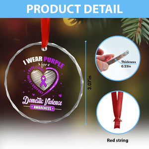 Domestic Violence Awareness Crystal Glass Ornament Purple Ribbon Support Survivor - Print Your Wear