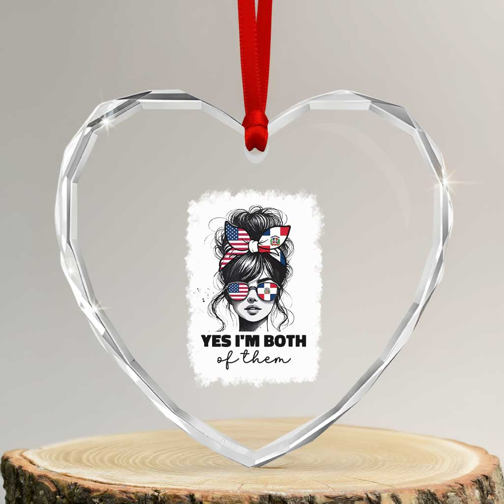 Dominican American Woman Heart Crystal Glass Ornament Yes Im Both Of Them TS10 Transparent Glass 3'' Heart Print Your Wear