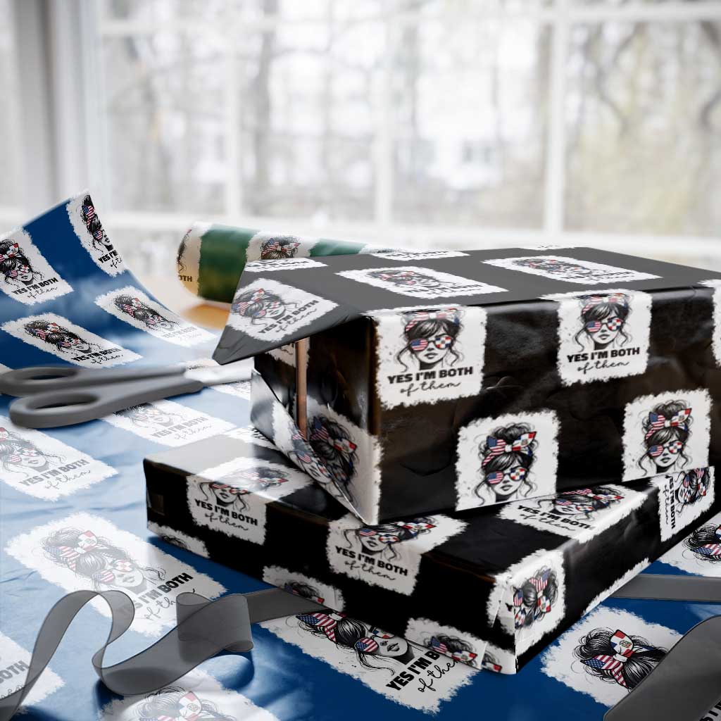 Dominican American Woman Wrapping Paper Roll Yes Im Both Of Them TS10 Black Print Your Wear