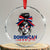 Dominican Girl Crystal Glass Ornament Messy Bun Caribbean Dominican Republic DR Flag - Print Your Wear