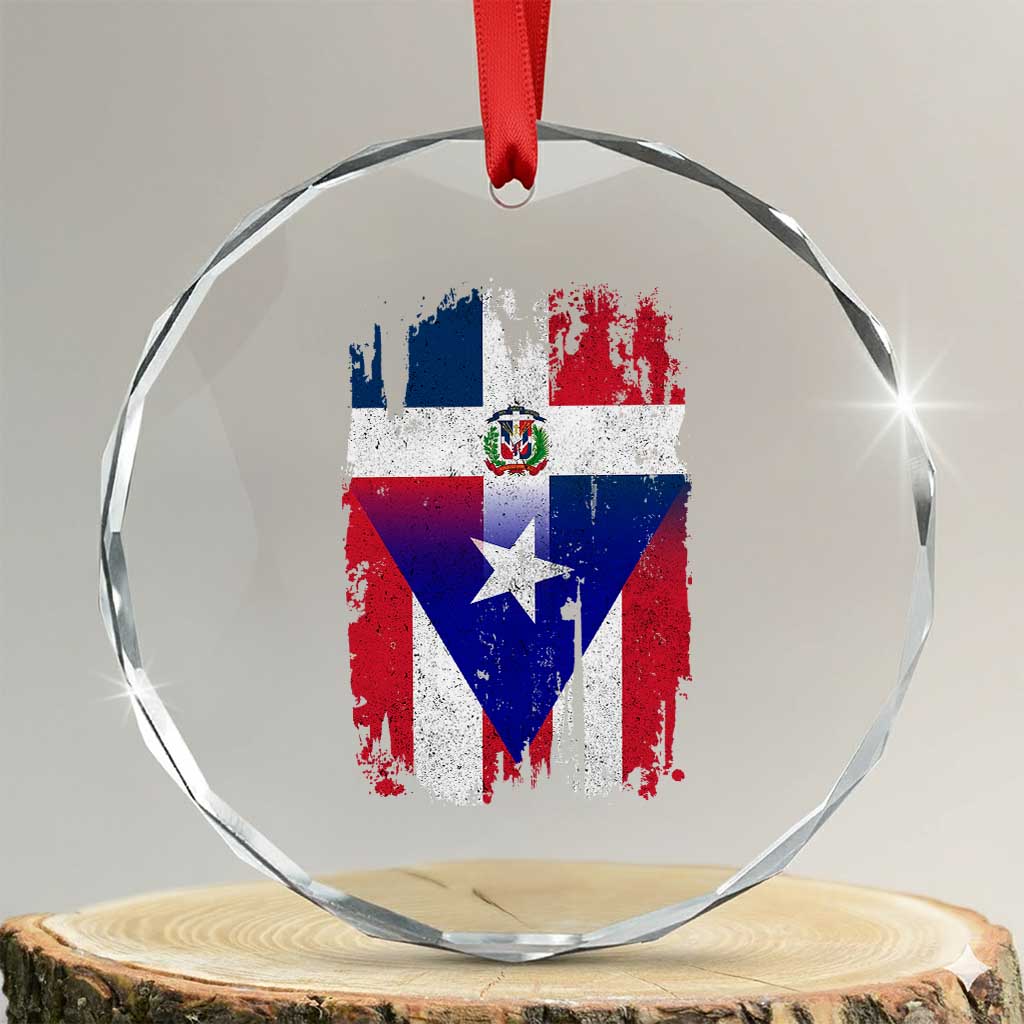 Dominican Puerto Rican Flag Crystal Glass Ornament Mixed Heritage Pride TS10 Transparent Glass 3'' Circle Print Your Wear