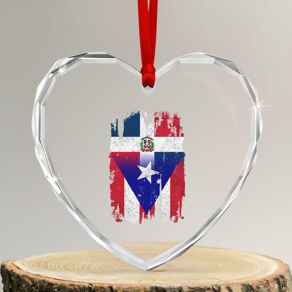 Dominican Puerto Rican Flag Heart Crystal Glass Ornament Mixed Heritage Pride TS10 Transparent Glass 3'' Heart Print Your Wear