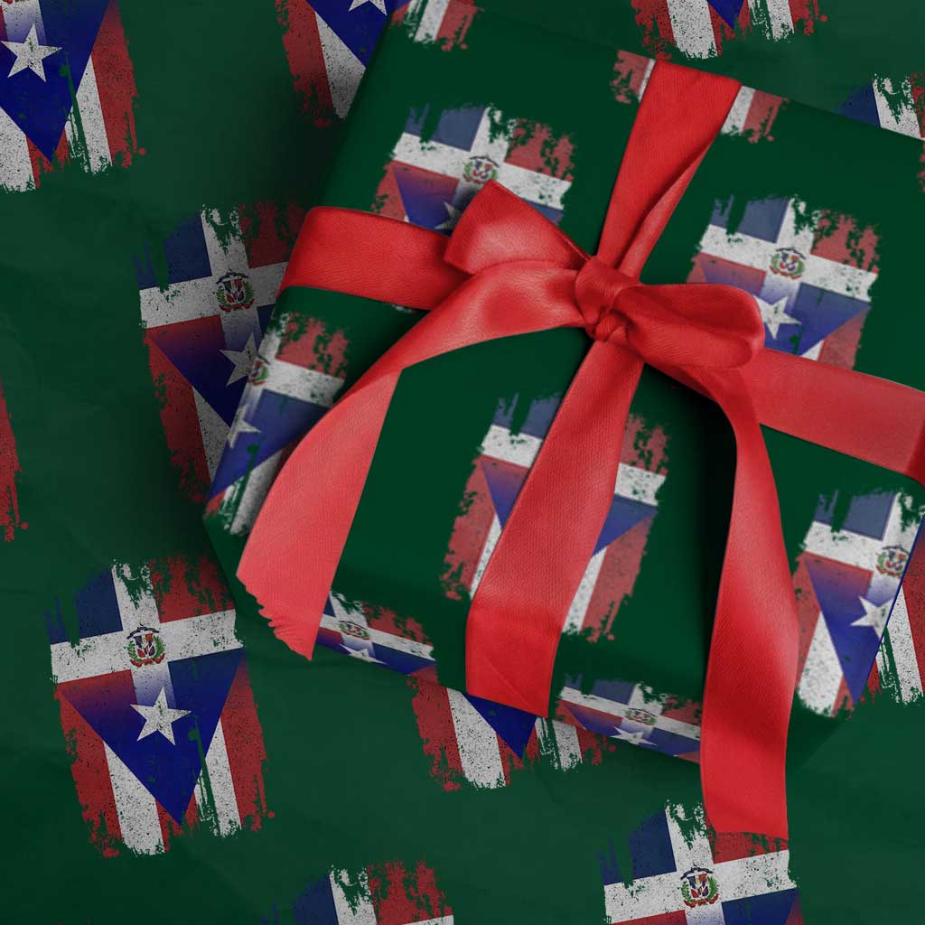 Dominican Puerto Rican Flag Wrapping Paper Roll Mixed Heritage Pride TS10 Green Print Your Wear