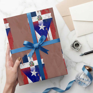 Dominican Puerto Rican Flag Wrapping Paper Roll Mixed Heritage Pride TS10 Mocha Print Your Wear