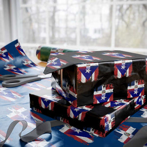 Dominican Puerto Rican Flag Wrapping Paper Roll Mixed Heritage Pride TS10 Black Print Your Wear