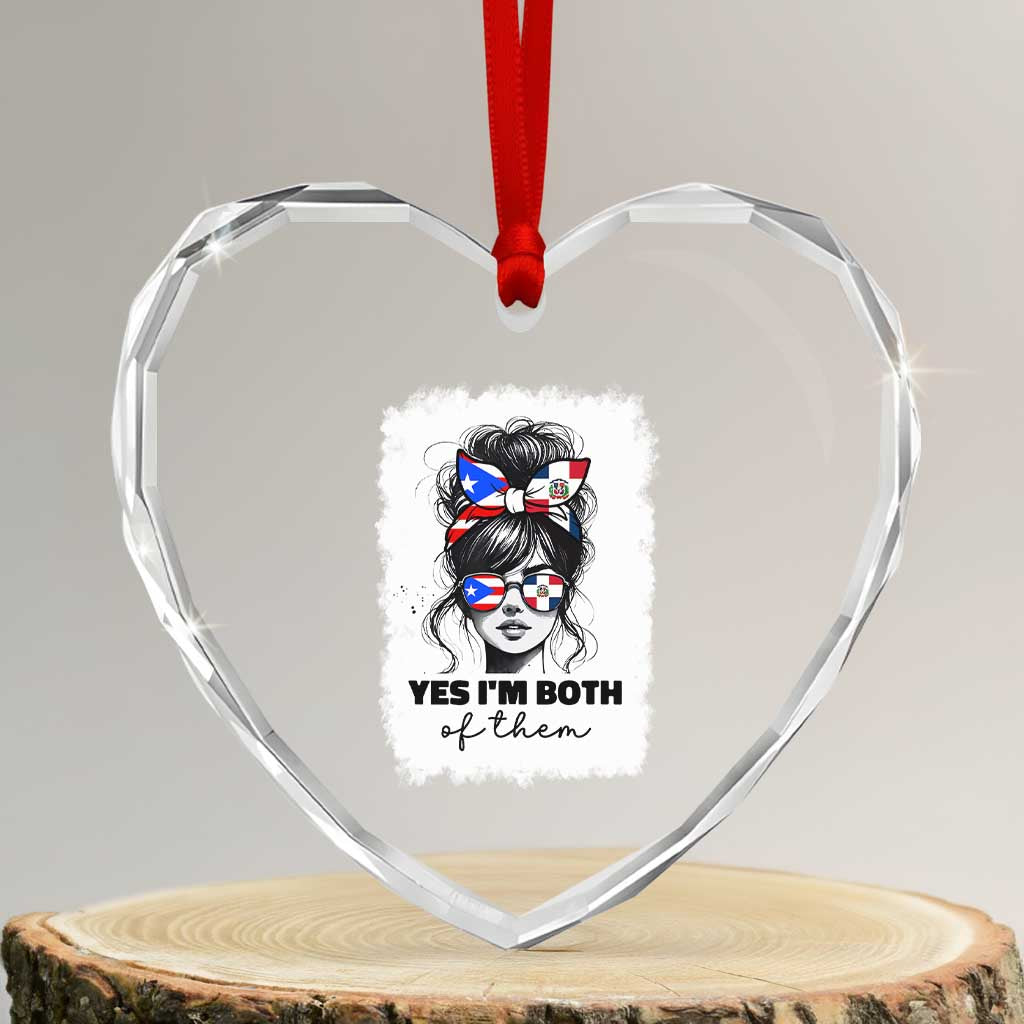Dominican Puerto Rican Woman Heart Crystal Glass Ornament Yes Im Both Of Them TS10 Transparent Glass 3'' Heart Print Your Wear