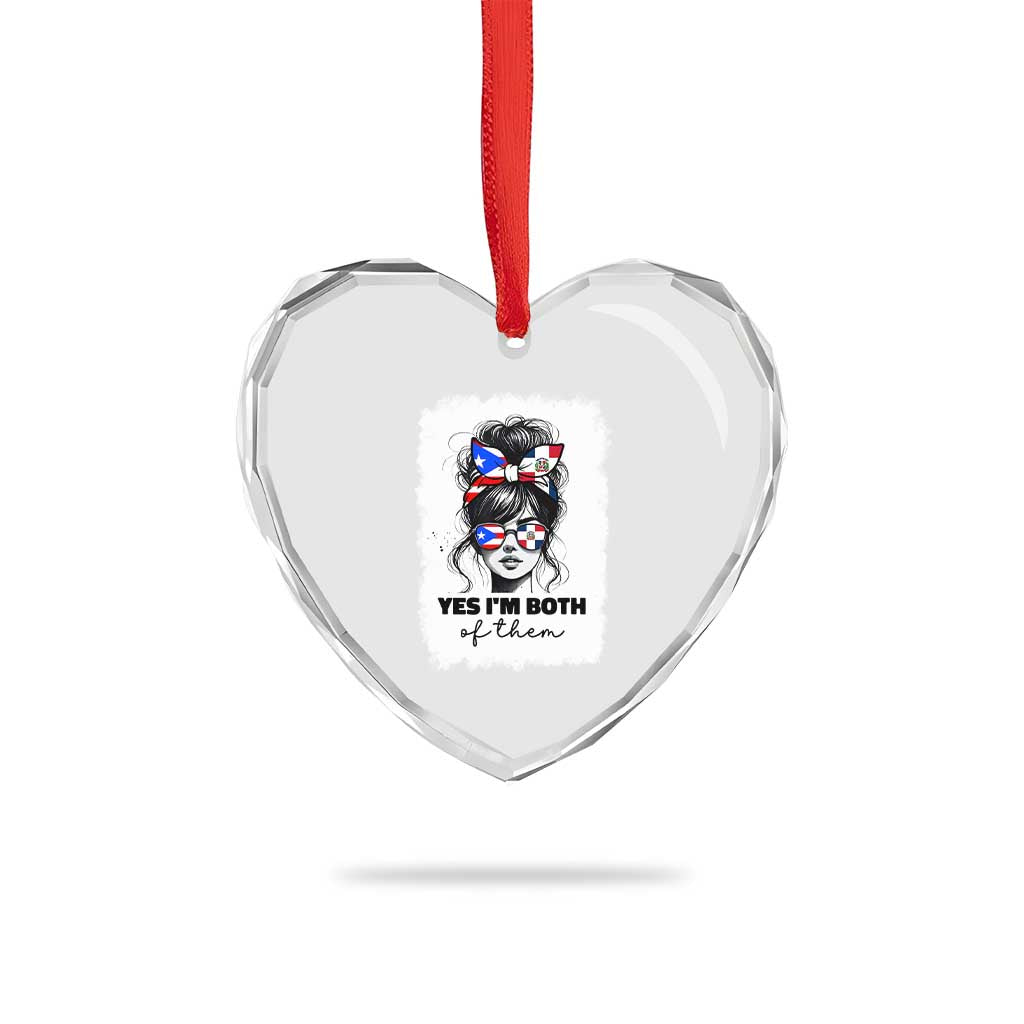Dominican Puerto Rican Woman Heart Crystal Glass Ornament Yes Im Both Of Them TS10 Print Your Wear